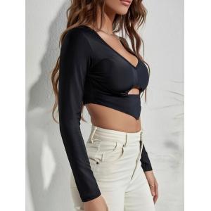 Black V Hem Crop Top